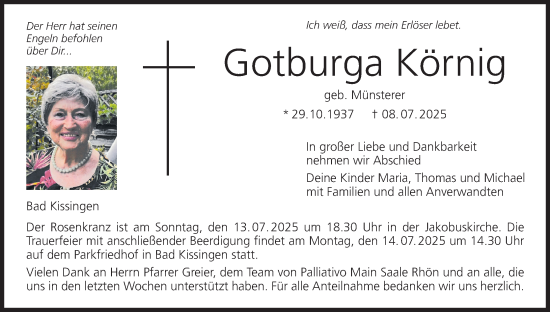 Anzeige von Gotburga Körnig von MGO
