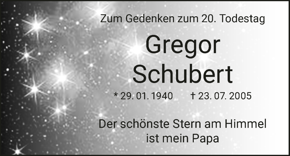 Traueranzeige für Gregor Schubert vom 23.07.2025 aus MGO
