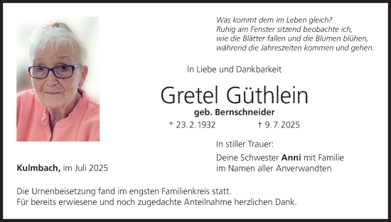 Anzeige von Gretel Güthlein von MGO