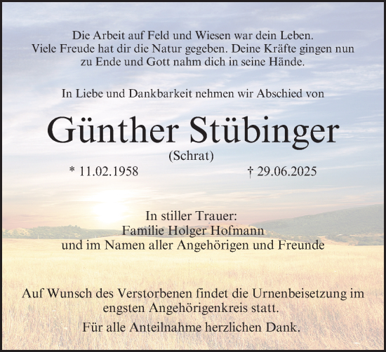 Anzeige von Günther Stübinger von MGO