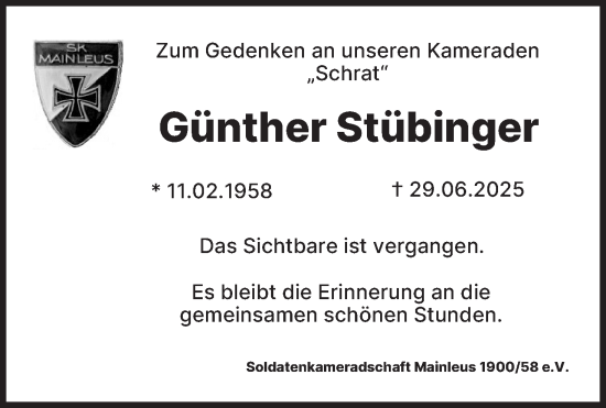Anzeige von Günther Stübinger von MGO