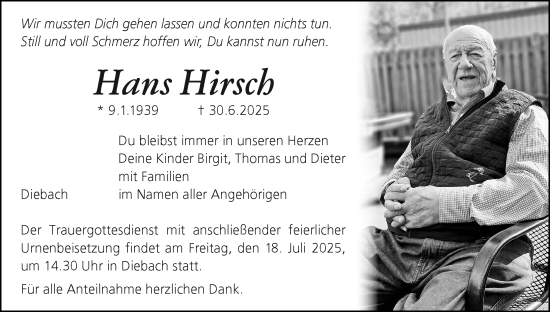 Anzeige von Hans Hirsch von MGO
