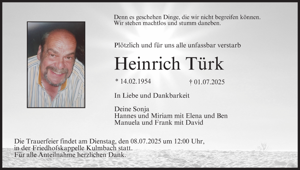 Traueranzeige für Heinrich Türk vom 05.07.2025 aus MGO
