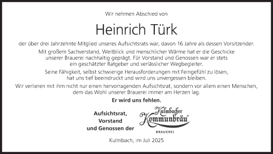 Anzeige von Heinrich Türk von MGO