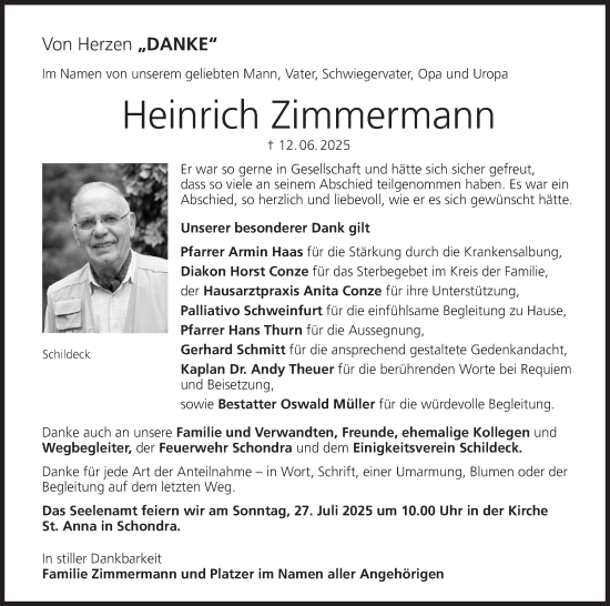 Anzeige von Heinrich Zimmermann von MGO