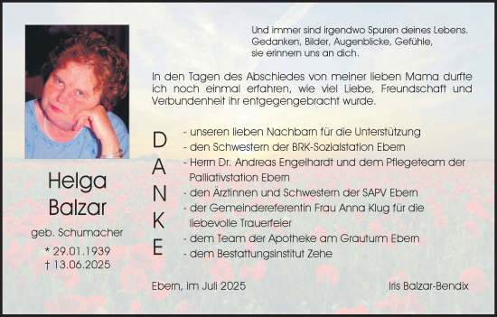 Anzeige von Helga Balzar von MGO