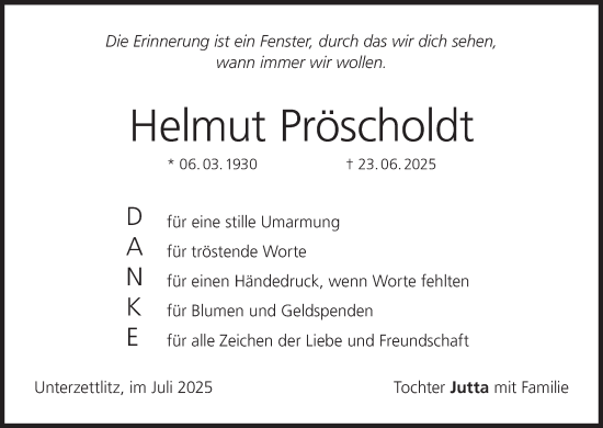 Anzeige von Helmut Pröscholdt von MGO