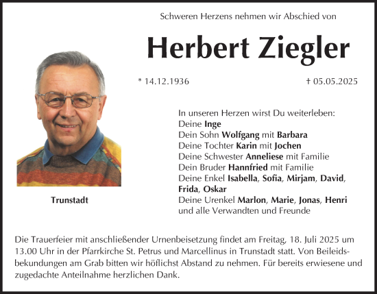 Anzeige von Herbert Ziegler von MGO