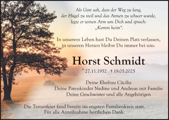 Anzeige von Horst Schmidt von MGO