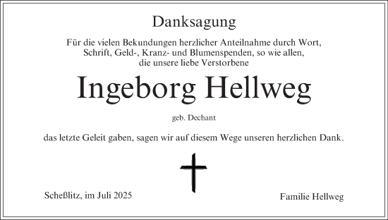 Anzeige von Ingeborg Hellweg von MGO