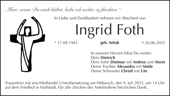 Anzeige von Ingrid Foth von MGO