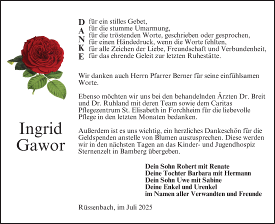 Anzeige von Ingrid Gawor von MGO