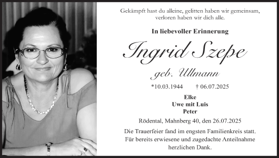 Anzeige von Ingrid Szepe von MGO