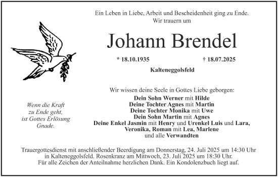 Anzeige von Johann Brendel von MGO