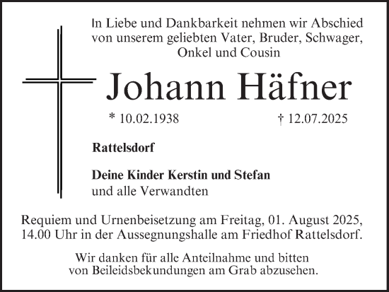 Anzeige von Johann Häfner von MGO