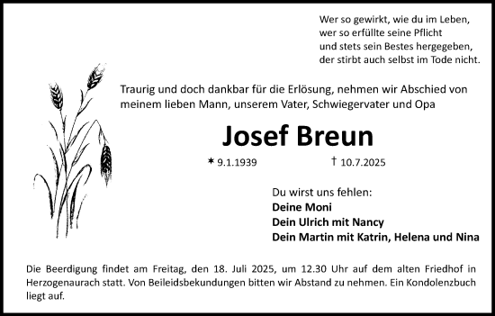 Anzeige von Josef Breun von MGO