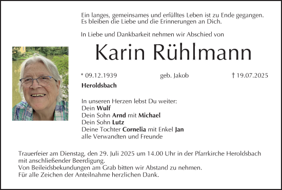 Anzeige von Karin Rühlmann von MGO