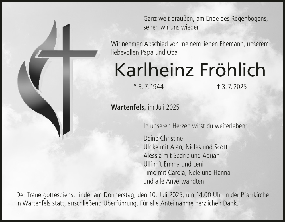  Traueranzeige für Karlheinz Fröhlich vom 05.07.2025 aus MGO