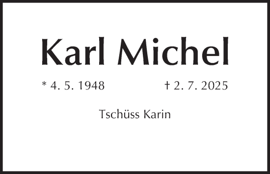 Anzeige von Karl Michel  von MGO