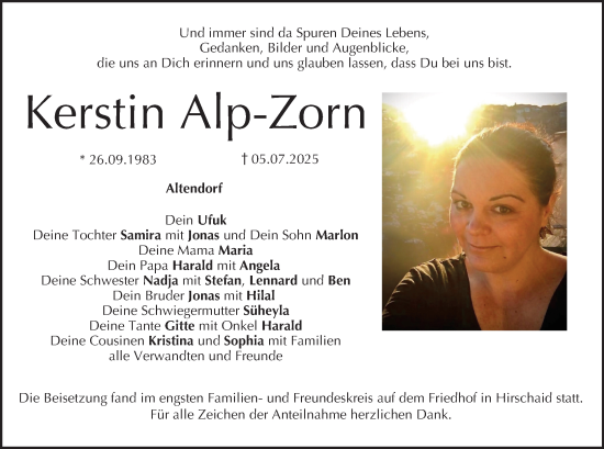 Anzeige von Kerstin Alp-Zorn von MGO