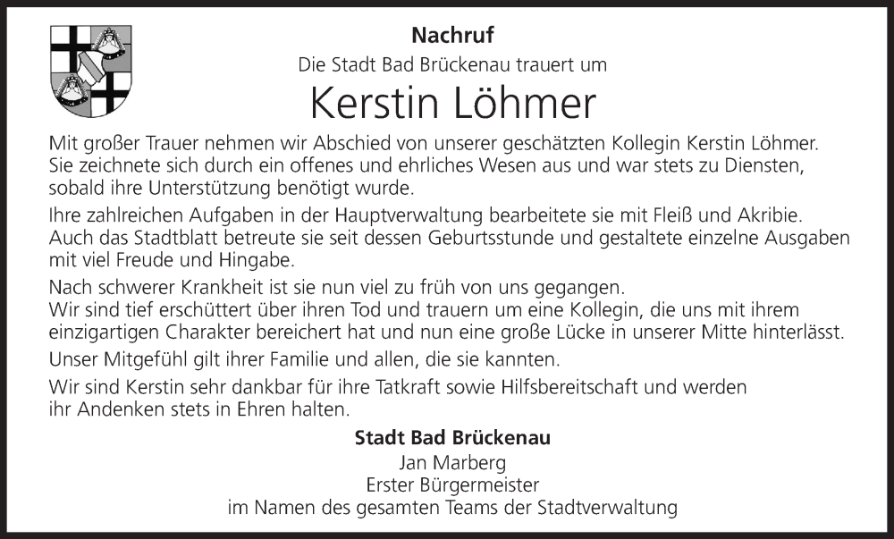 Traueranzeige für Kerstin Löhmer vom 05.07.2025 aus MGO