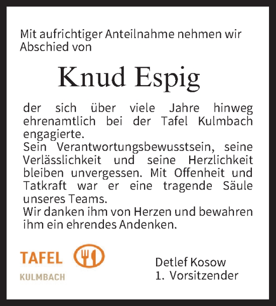 Anzeige von Knud Espig von MGO