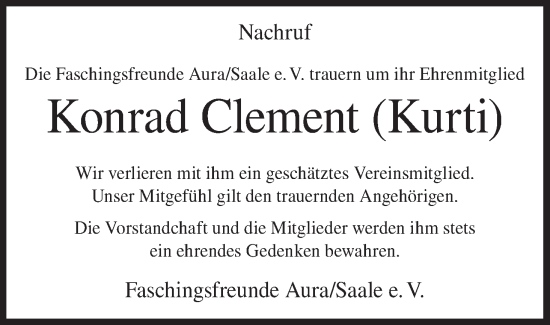 Anzeige von Konrad Clement von MGO