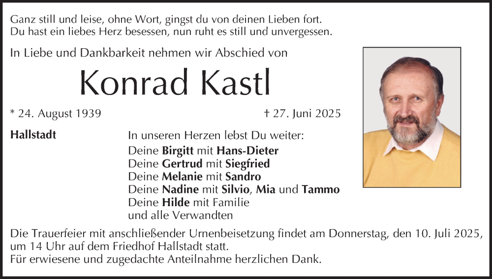  Traueranzeige für Konrad Kastl vom 05.07.2025 aus MGO