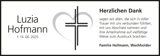 Anzeige von Luzia Hofmann von MGO
