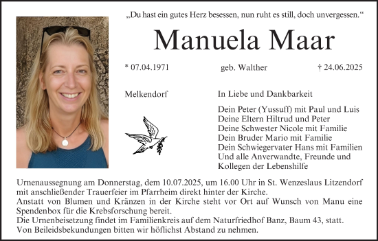 Anzeige von Manuela Maar von MGO