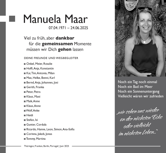 Anzeige von Manuela Maar von MGO