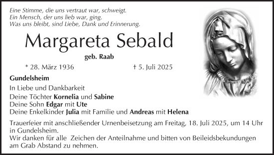 Anzeige von Margareta Sebald von MGO
