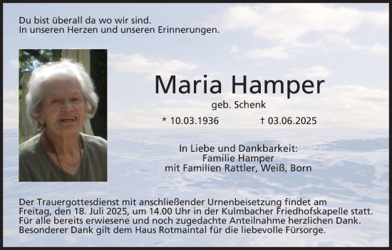 Anzeige von Maria Hamper von MGO