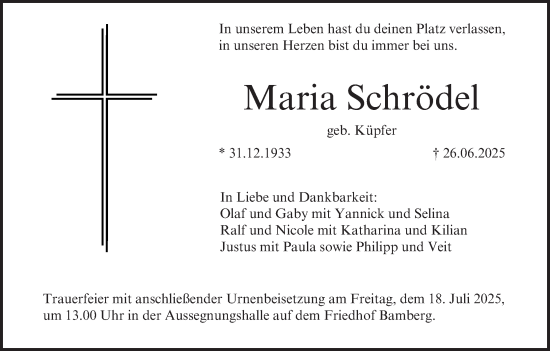 Anzeige von Maria Schrödel von MGO