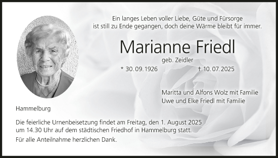 Anzeige von Marianne Friedl von MGO