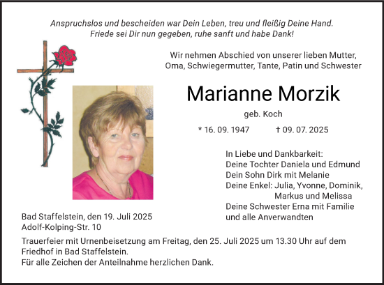 Anzeige von Marianne Morzik von MGO