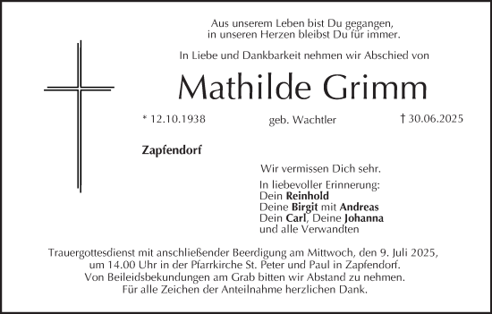 Anzeige von Mathilde Grimm von MGO