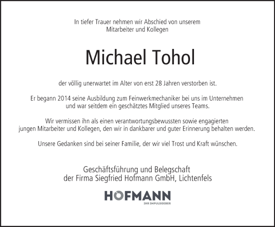 Anzeige von Michael Tohol von MGO