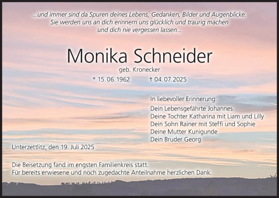 Anzeige von Monika Schneider von MGO