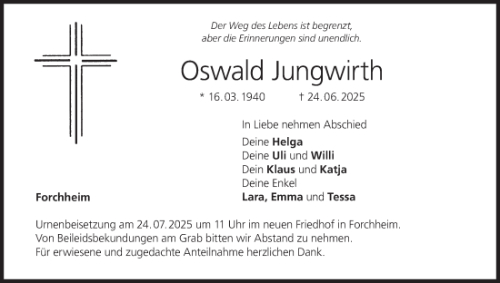 Anzeige von Oswald Jungwirth von MGO