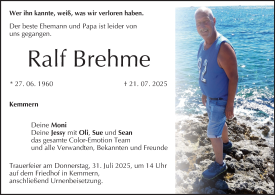 Anzeige von Ralf Brehme von MGO