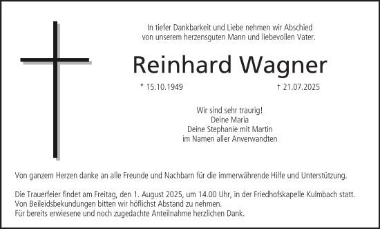Anzeige von Reinhard Wagner von MGO