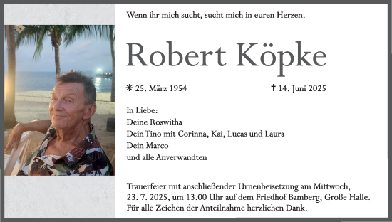 Anzeige von Robert Köpke von MGO