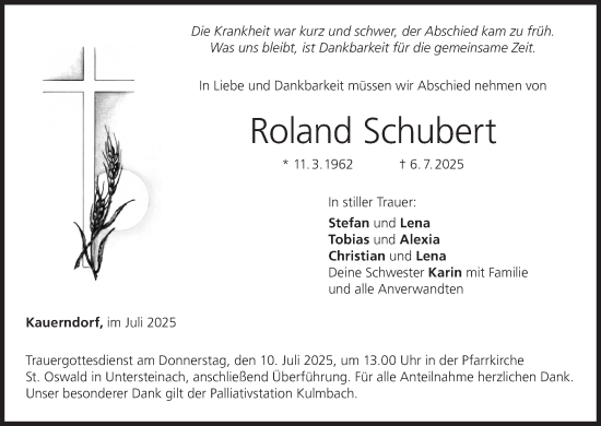 Anzeige von Roland Schubert von MGO