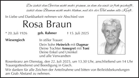 Anzeige von Rosa Braun von MGO