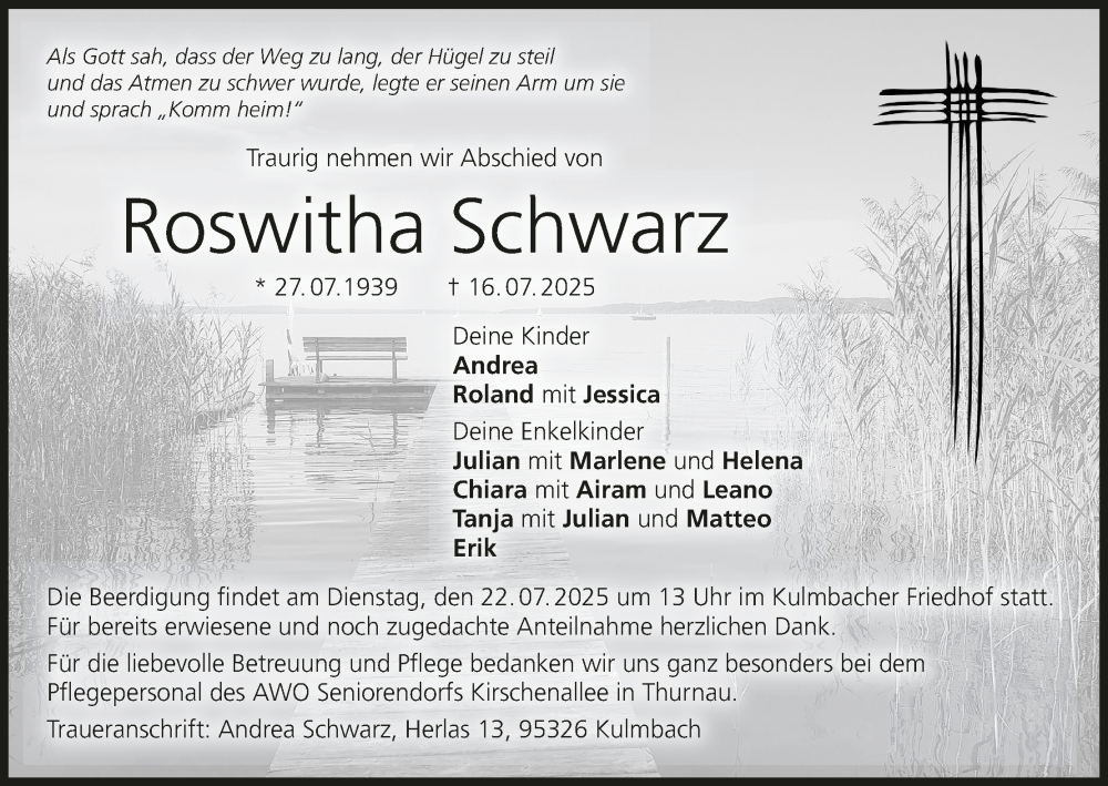  Traueranzeige für Roswitha Schwarz vom 19.07.2025 aus MGO