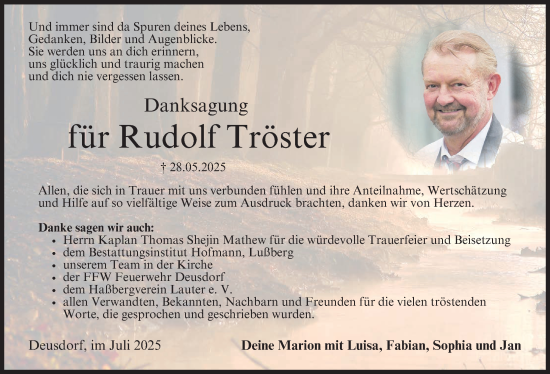 Anzeige von Rudolf Tröster von MGO