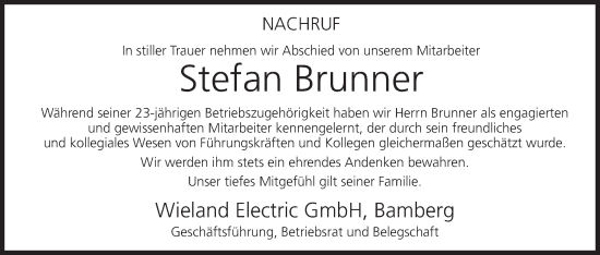 Anzeige von Stefan Brunner von MGO
