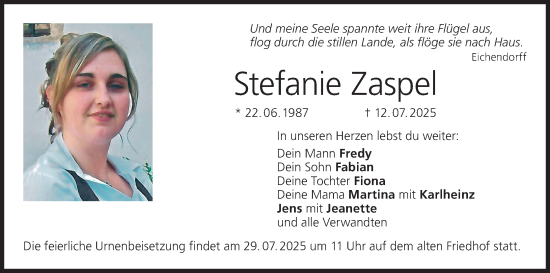 Anzeige von Stefanie Zaspel von MGO