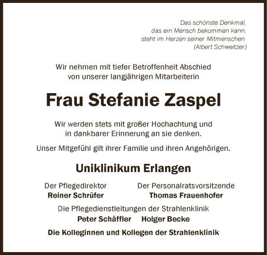 Anzeige von Stefanie Zaspel von MGO